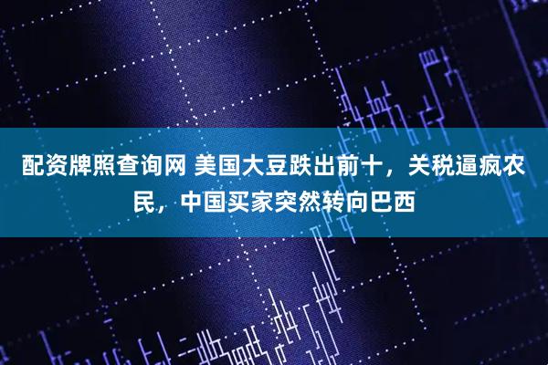 配资牌照查询网 美国大豆跌出前十，关税逼疯农民，中国买家突然转向巴西